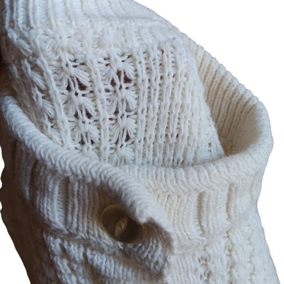Vintage Medium Cardigan Sweater Women's 70's Knit Button-Up Ribbed Collar & Cuff - Picture 6 of 7